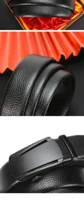 Vue détaillée de la ceinture en cuir pour homme boucle automatique texture noire accessoire