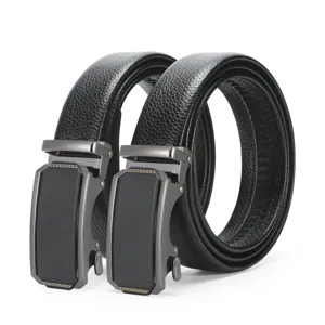 Ceinture en Cuir Véritable pour Hommes Affaires Décontracté Boucle Automatique Cuir de Vachette Mode Boucle Métallique Ceinture