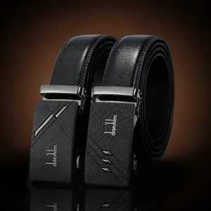 Men's Genuine Leather Automatic Buckle Business Casual Belt Metal Ratchet Dress Belts For Men Fashion Accessories