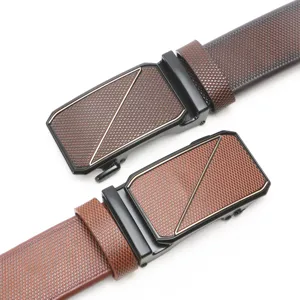 Men's automatic buckle leather belt business casual fashion textured trousers belt hot