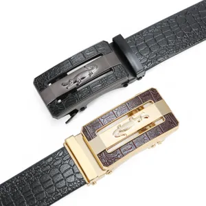 Herren Automatik-Gürtel aus Leder mit Krokodilmuster und Metallschließe elegantes Accessoire