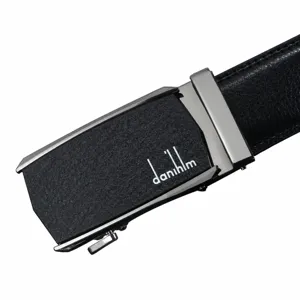 Men's leather business casual automatic buckle belt, genuine leather durable trousers belt.