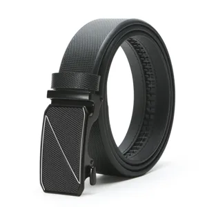 Men black automatic buckle belt fashion casual business belt stylish trousers strap