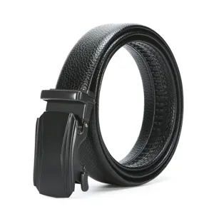 Ceinture Cuir Noir Homme Boucle Automatique Mode Simple Casual Affaires Pantalon Ceinture