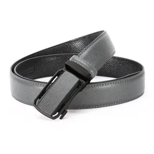 Men's automatic buckle leather belt casual business trousers belt stylish gray design