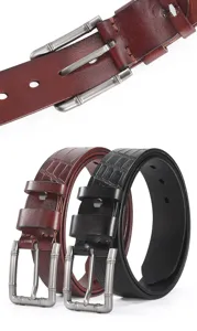 Ceinture homme cuir de vaches motif crocodile affaires decontractee boucle metal