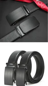 Men's leather automatic buckle belt business casual black genuine leather belt for daily wear