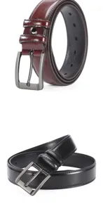 Vue détaillée d'une ceinture en cuir pour homme avec boucle ardillon, texture et finitions.