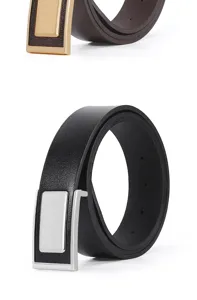 Vue détaillée de la ceinture en cuir pour homme avec boucle en métal robuste.