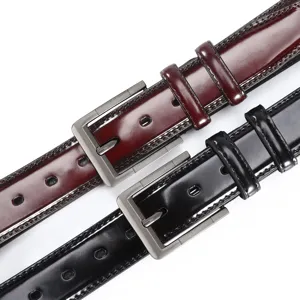 Men microfiber leather belt with metal pin buckle casual classic trousers waist accessory