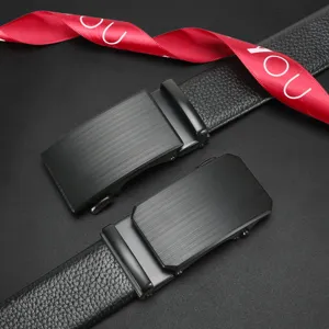 Men's Genuine Leather Automatic Buckle Belt Business Casual Split Cowhide Waist Belt Alloy Metal Buckle Versatile Belt