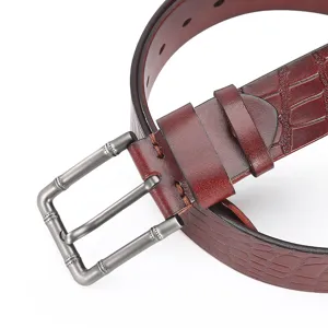 Ceinture homme en cuir veritable gaufre crocodile affaires decontractee boucle ardillon