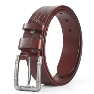 Cinture homme cuir veritable motif crocodile luxe daffaires decontracte boucle ardillon metal