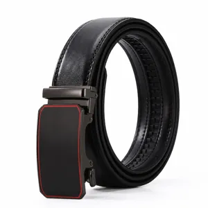 Ceinture homme en cuir véritable à boucle automatique ceinture noire casual d'affaires