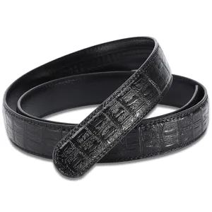 Herren Echtes Leder Automatik Schnalle Gürtel Krokodilmuster Casual Business Gürtelriemen Schwarz Mode Taillengürtel
