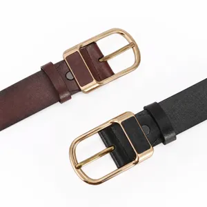 Cinturón de cuero para hombre retro casual de negocios con hebilla de metal accesorio elegante