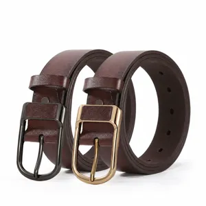 Cinturón de cuero para hombre con hebilla de pasador metálico casual de negocios para diario.