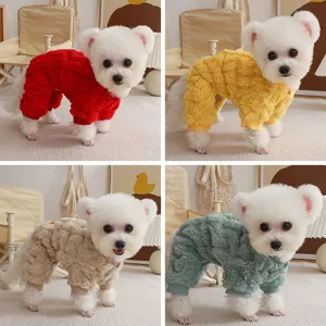 Dog Clothes Thickened Cable Knit Four-Legged Warm Outfit Autumn Winter Pet Apparel For Small Dogs Puppy Teddy