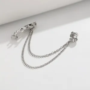 Halloween skeleton hand brooch with double tassel chains crystal men suit accessories