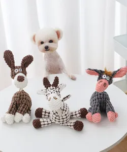 Simpatico giocattolo di peluche per cani che scricchiola, resistente per cuccioli animali.