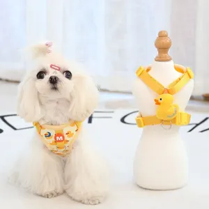 Kleine Hund Katze Geschirr Und Leine Set Atmungsaktives Netz Süßer Cartoon Elefant Weste Stil Anti-Ausbruch Haustier Brustgurt