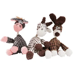 Simpatico giocattolo da masticare per cani in morbido peluche a coste resistenti per piccoli cani.
