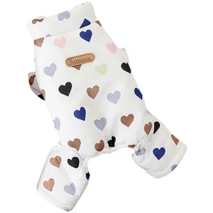 Warm dog winter clothes cute heart print four leg pet coat fleece apparel for small dogs