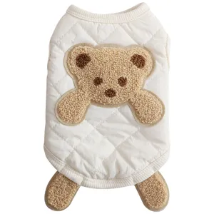 Winter warme hondenvest met beren patch, dik gewatteerde huisdierkleding voor kleine honden.