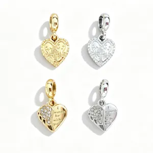 Heart charms metal pendants DIY jewelry accessories gold silver style 4pcs set for necklace bracelet