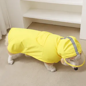 Imperméable pour animal de compagnie, poncho jaune pour chien avec capuche et visière.