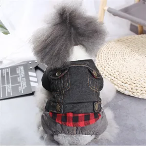 Cute dog denim jacket autumn winter puppy four-leg clothes teddy bichon pet apparel outfit