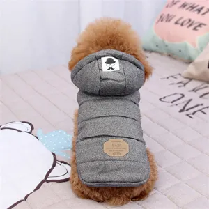 Warm thick winter dog hoodie coat fleece lined pet apparel for small puppies and dogs grey