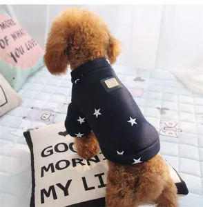 Cute dog hoodie for autumn and winter, cozy fleece-lined pet sweater with star print.