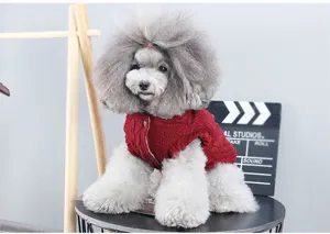 Red knitted winter pet sweater for small dogs cute warm puppy clothes apparel