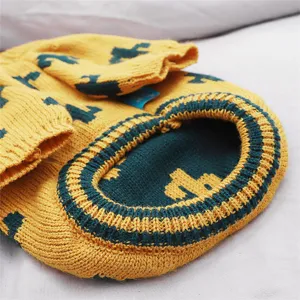 Cozy knit dog sweater for small dogs autumn winter pet warm clothing apparel yellow.