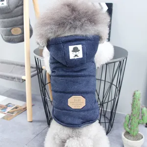 Pet Dog Winter Warm Cotton Coat Fleece Lined Hoodie Cute Mustache Print Small Dog Apparel Pet Clothes