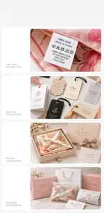 Zijden sjaal aangepaste verpakking geschenkdoos hangtag onderhoudsetiket set elegant
