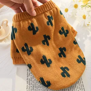 Pet Dog Sweater Cute Cactus Pattern Winter Warm Small Dogs Apparel Clothing