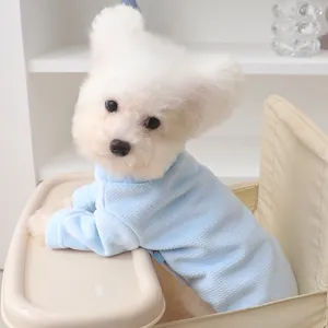 Warm winter dog fleece vest with vertical stripes and high neck design for small puppies.