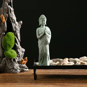 New Chinese Zen Sandstone Buddha Statue Figurine for Home Living Room Desk Decoration
