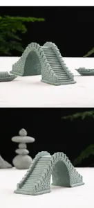 Resin miniature arch bridge and boat ornament for fish tank aquarium landscaping and layout design.
