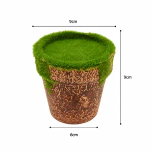 Simulation moss green plant flower pot, pulp flocked succulent planter bonsai decor 9cm