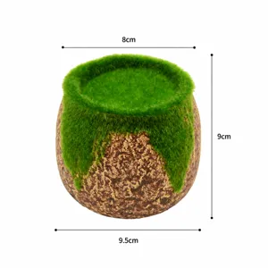 Flocked pulp moss flower pot, simulation green plant succulent bonsai pot for home decor.
