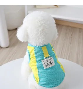 Breathable mesh dog cooling vest macaron two-leg harness pet clothes for small dogs summer