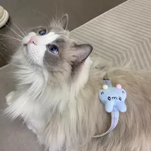 Pet Cat Harness And Leash Set Cute Cartoon Rabbit Plush Plaid Webbing Anti-Escape Walking Strap For Kittens