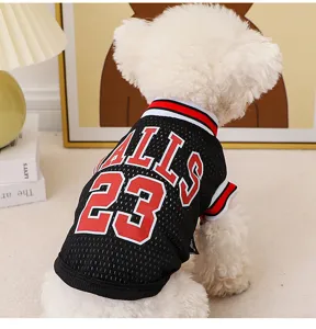Summer breathable pet dog vest mesh basketball jersey for small dogs cute clothes apparel