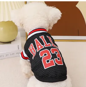 Summer pet basketball vest breathable thin two-legged puppy clothes for dogs black