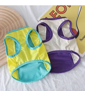 Breathable mesh dog vest summer cool pet clothes macaron color puppy two-leg apparel