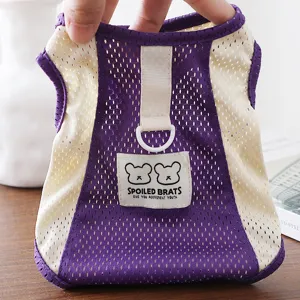 Summer breathable mesh dog harness vest with cute bear tag for small dogs cooling pet clothes