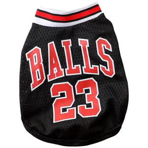 Summer breathable mesh pet basketball jersey for small dogs cute black sporty vest clothes
